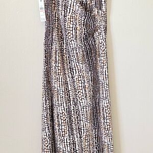 NWT DKNY Abstract Print Cowl Neck Maxi Slip Dress Size 10 Reversible Sides